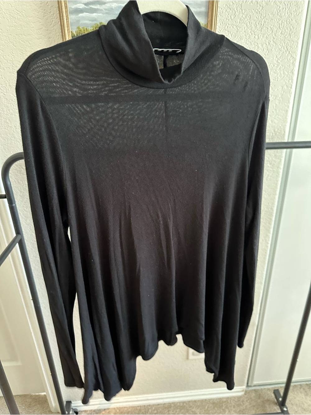 Black Long-Sleeve Turtleneck Women's Top